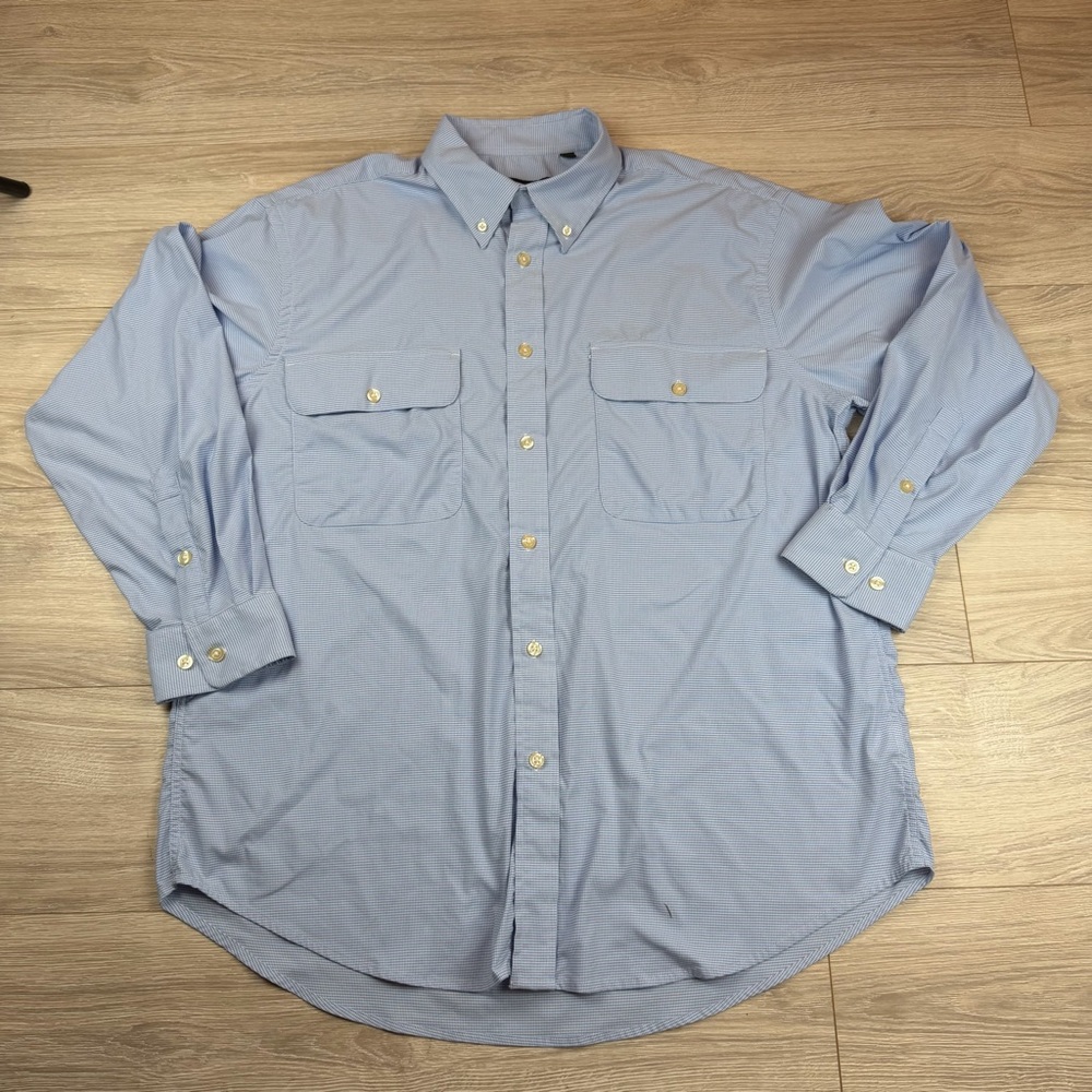 Orvis‎ Light Blue Gingham Button-Up Shirt Dadcore Grandpacore Mens Size XL